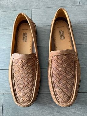 Johnston & Murphy Brown Woven Leather Slip-On Loafers